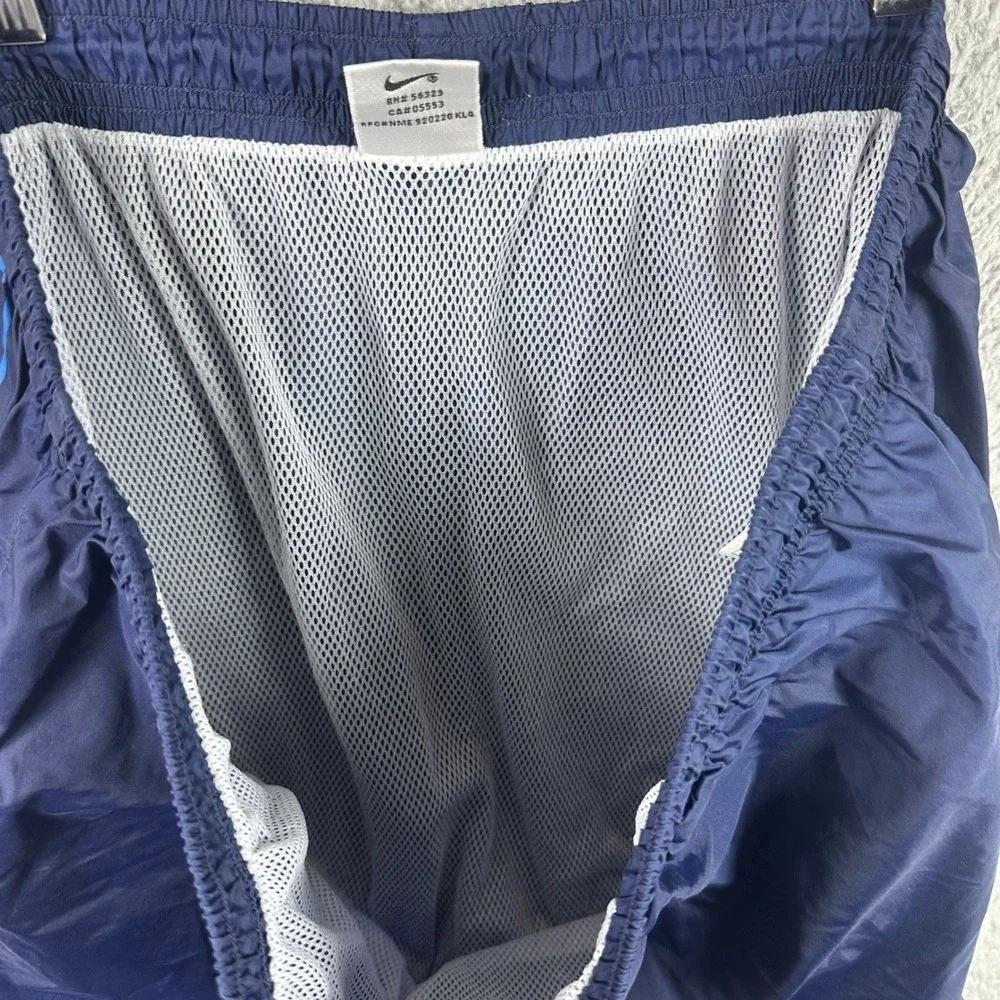 Nike Big Logo Vintage 90s Swim Trunks Mens XXL‎ Navy Blue Mesh Lined Shorts Y2K